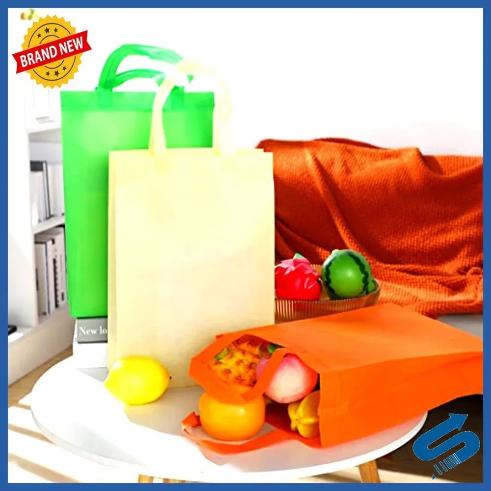 Reusable Non-Woven Tote Bags Bulk Set Eco-Friendly Grocery Shopping